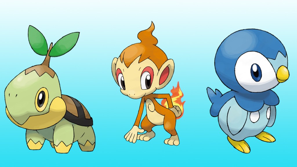 Turtwig, Chimchar, and Piplup