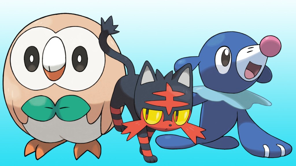 Rowlet, Litten, and Popplio