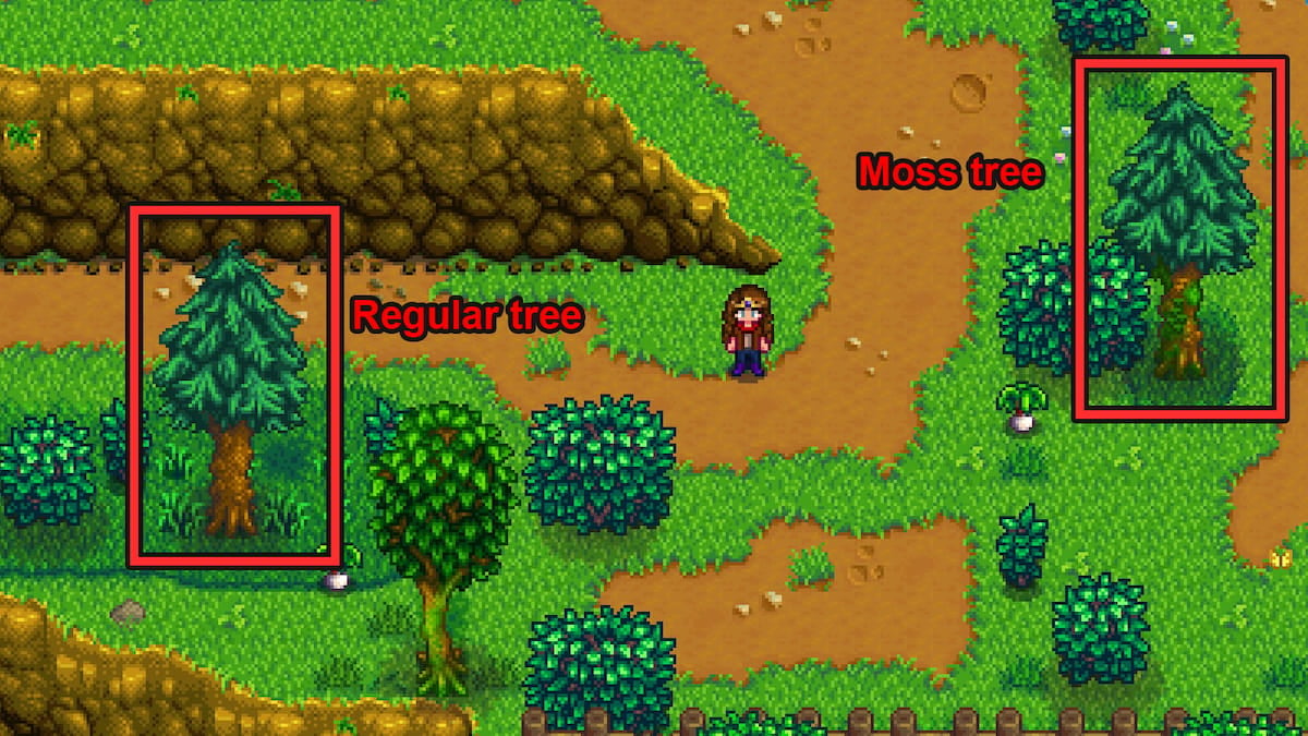 Stardew Valley moss tree comparison