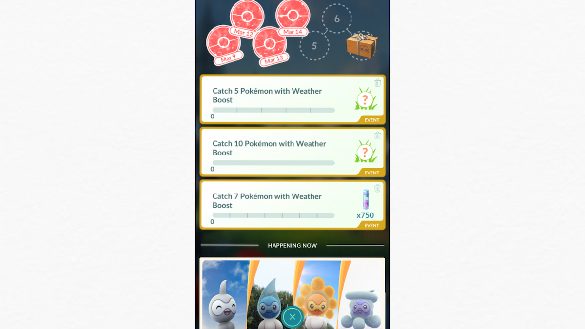 Field Research Tasks for Weather Week in Pokemon Go