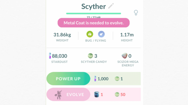 Scyther in Pokemon Go