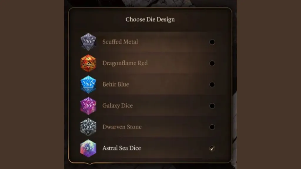 The Astral Sea Dice mod at work in Baldur's Gate 3. 