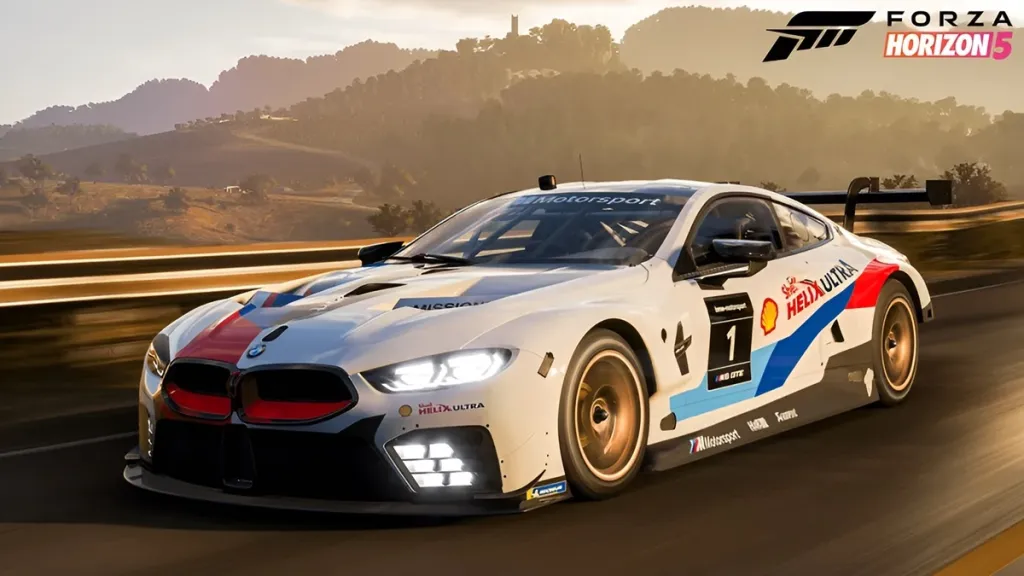 A racing BMW M6 in Forza Horizon 5.