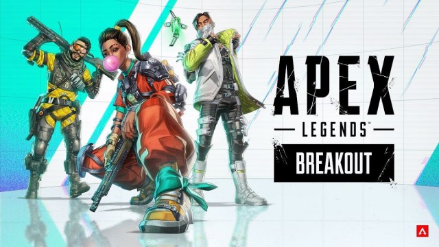 Apex Legends Breakout key art Crypto Rampart Mirage posing together