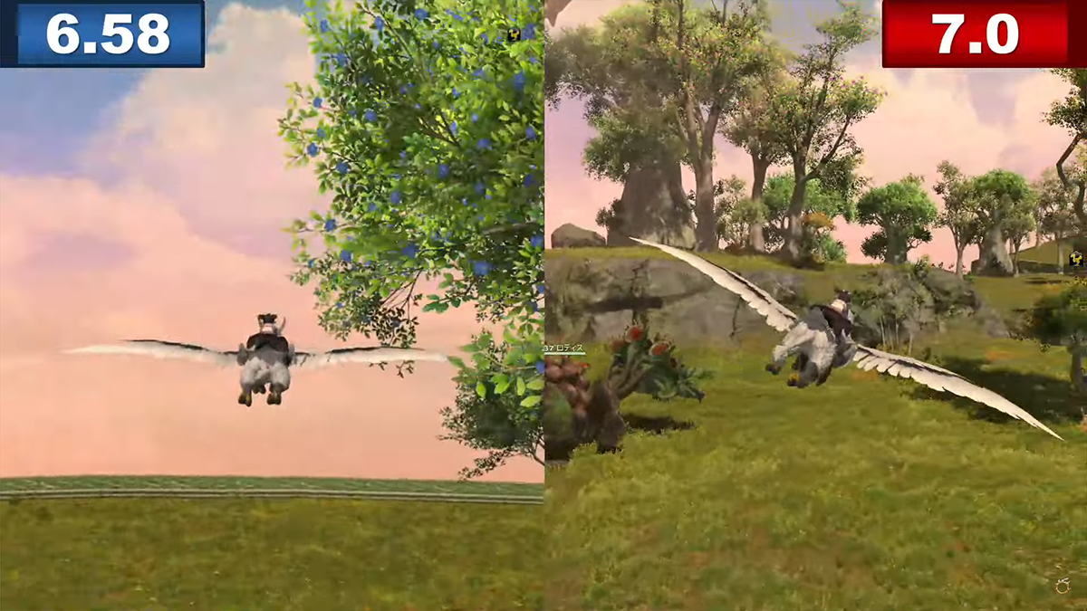 Graphical comparison between 6.8 and 7.0 in Final Fantasy XIV