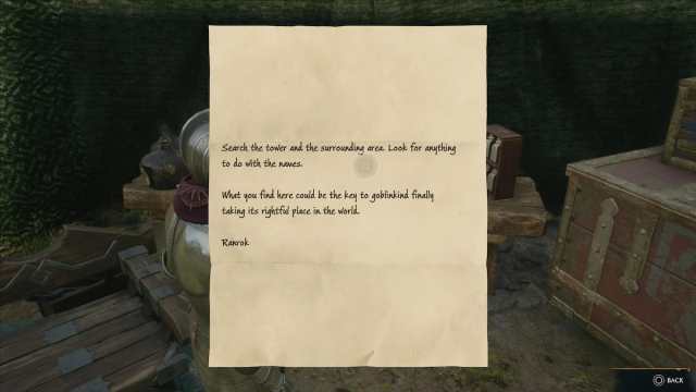 Hogwarts Legacy Ranrok's note