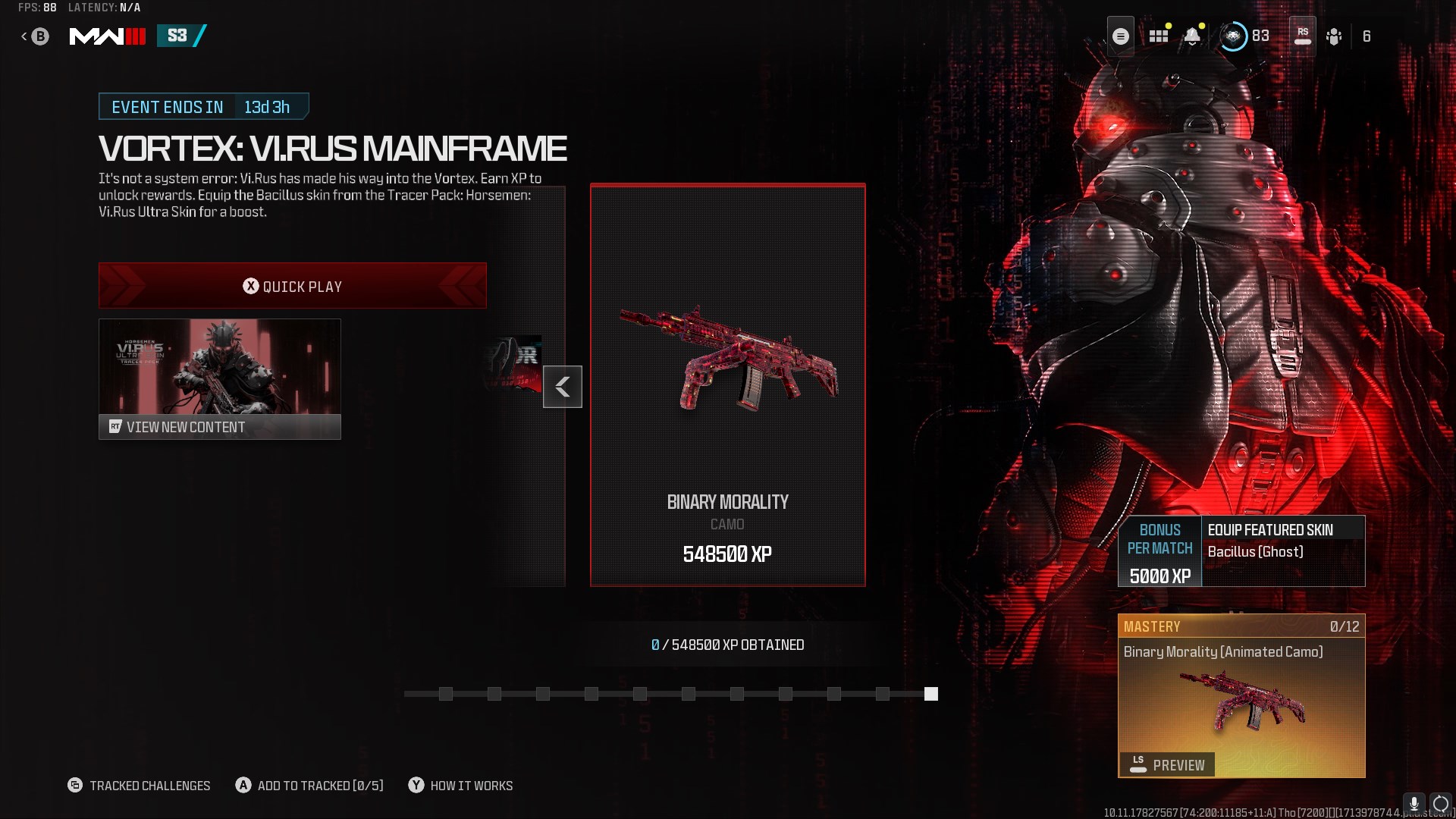 Ascreenshot of the Vortex Vi.Rus Mainframe rewards in MW3.