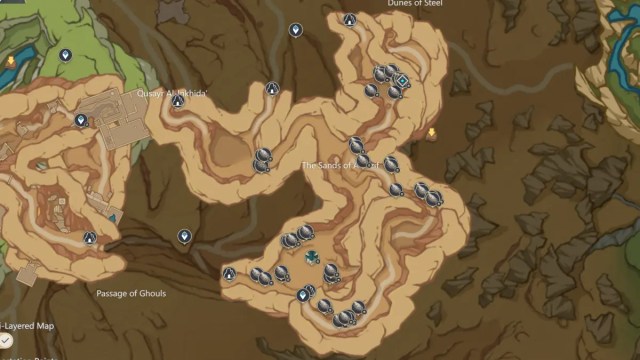 Underground locations of Sand Grease Pupae in Genshin Impact