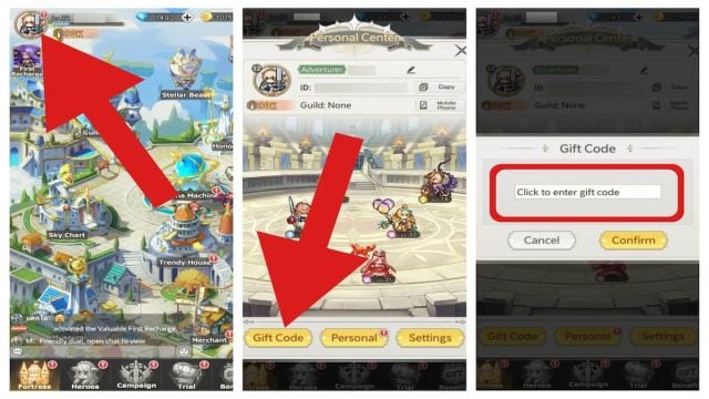 How to redeem codes in Zero to Hero Pixel Saga