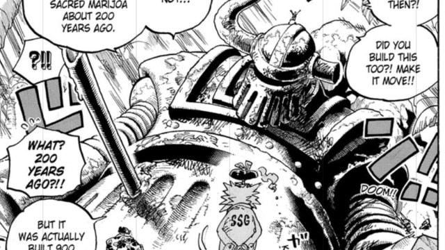 Luffy awakening ancient robot in One Piece
