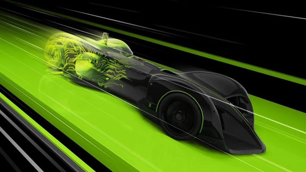 A wonky Nvidia render of what may or may not be a car going fast.