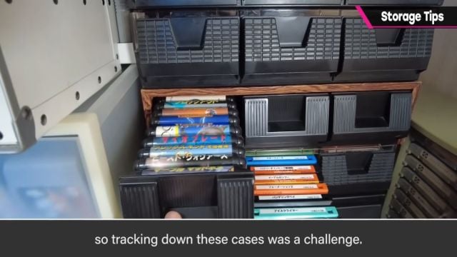 Masahiro Sakurai storing his Famicom games in a cassette case