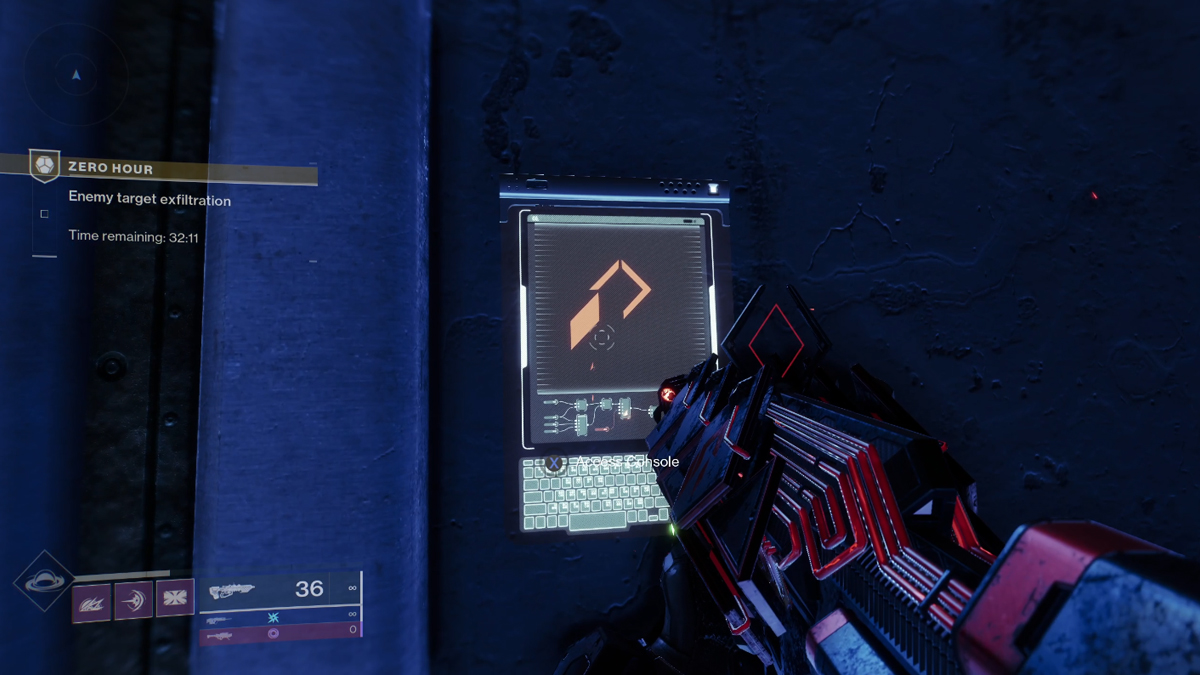 The initial panel screen in Zero Hour Destiny 2 Vault puzzle