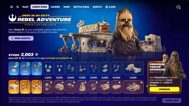 Fortnite's Rebel Adventure Pass, showing the Chewbacca skin. 