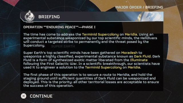 Helldivers 2 teases Illuminate faction - major order briefing hinting at illuminates