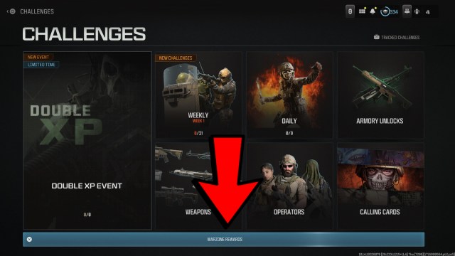 Warzone Rewards section in Call of Duty