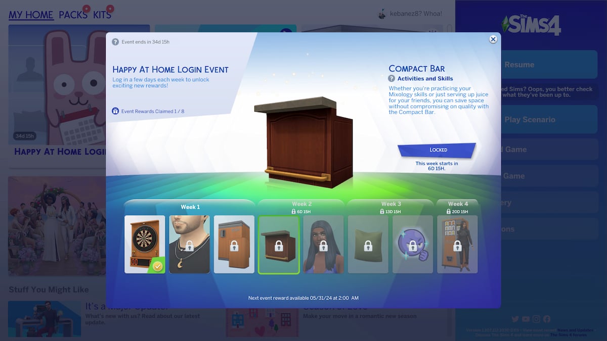 All The Sims 4 The Happy at Home Login event rewards and how to claim them