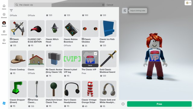 VIP Shirt in Roblox The Classic