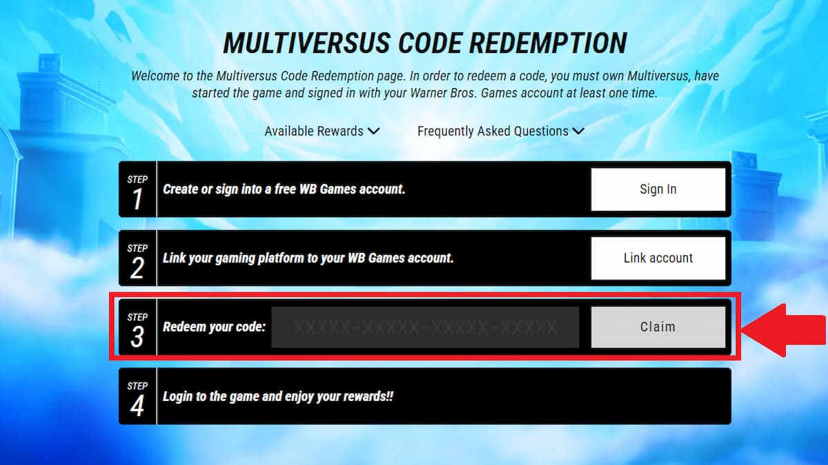 Multiversus Code Redemption Page