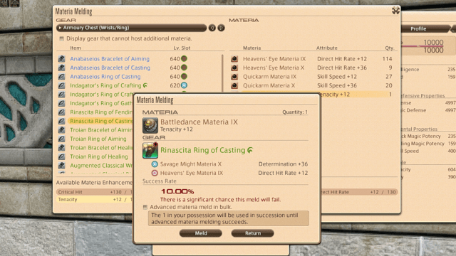 A low chance of success when overmelding in Final Fantasy XIV