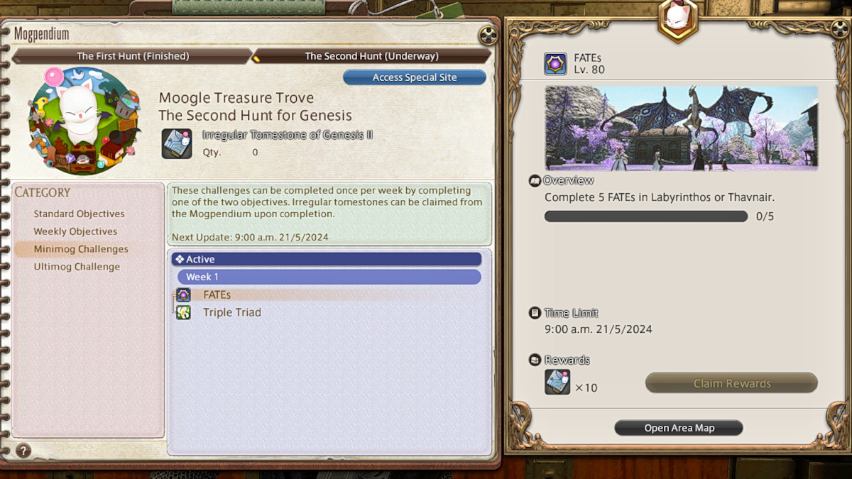 FFXIV Moogle Treasure Trove Genesis Mogpendium and Tomestone farming guide