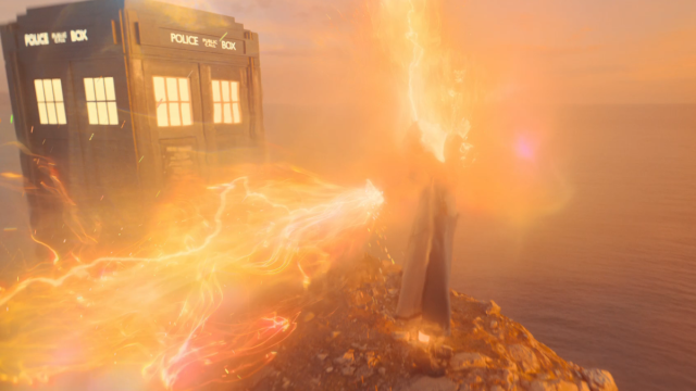 The Doctor regenerating in the Doctor Who episode 'The Power of the Doctor'