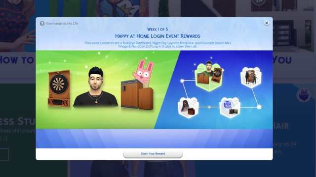 В The Sims 4 представлено еженедельное событие входа в систему, за которое можно получить бесплатные предметы и черты характера.