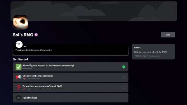 Sol's RNG Discord server