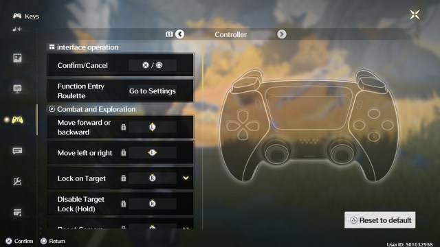 Controller menu in Wuthering Waves