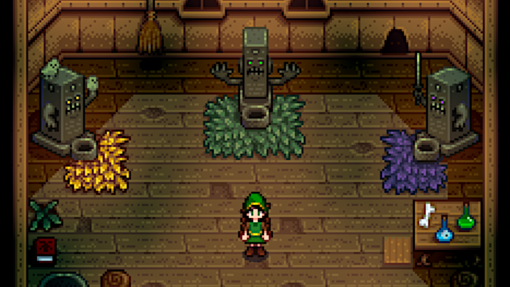 Shrines inside the Witch's Hut in Stardew Valley