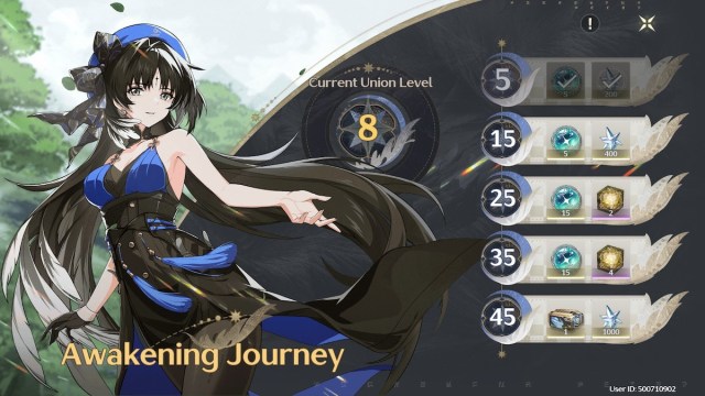 Awakening Journey event page in Wuthering Waves
