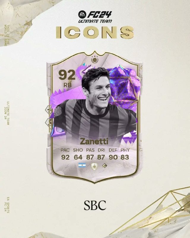 An Image of EA FC 24 Zanetti Birthday Icon SBC