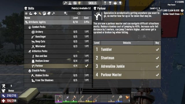 7 days to die agility perks for melee build