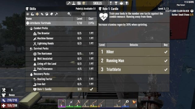 7 days to die fortitude perks for melee