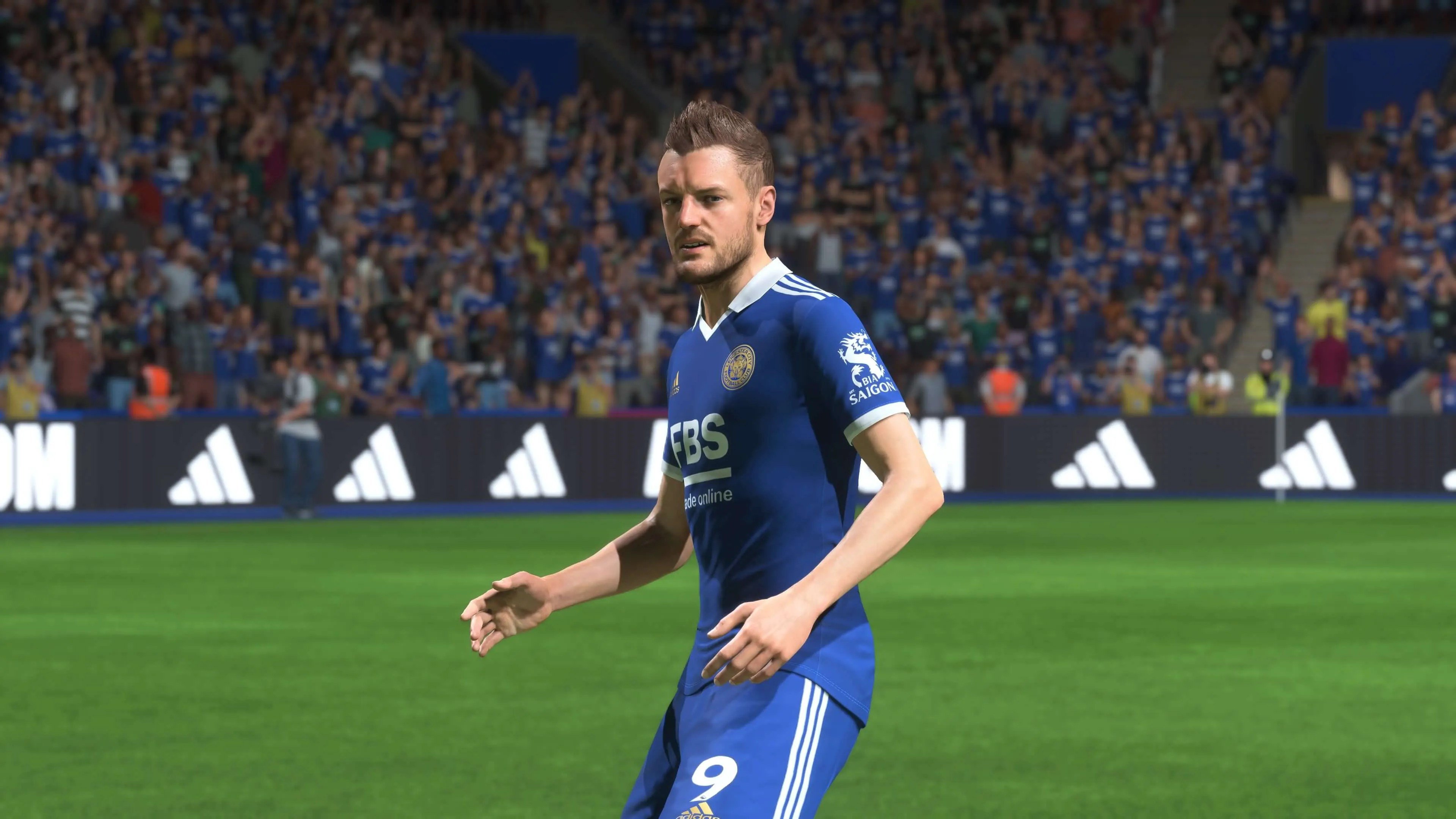 An image of Vardy in EA FC 24, one of the best meta strikers for under 100k coins