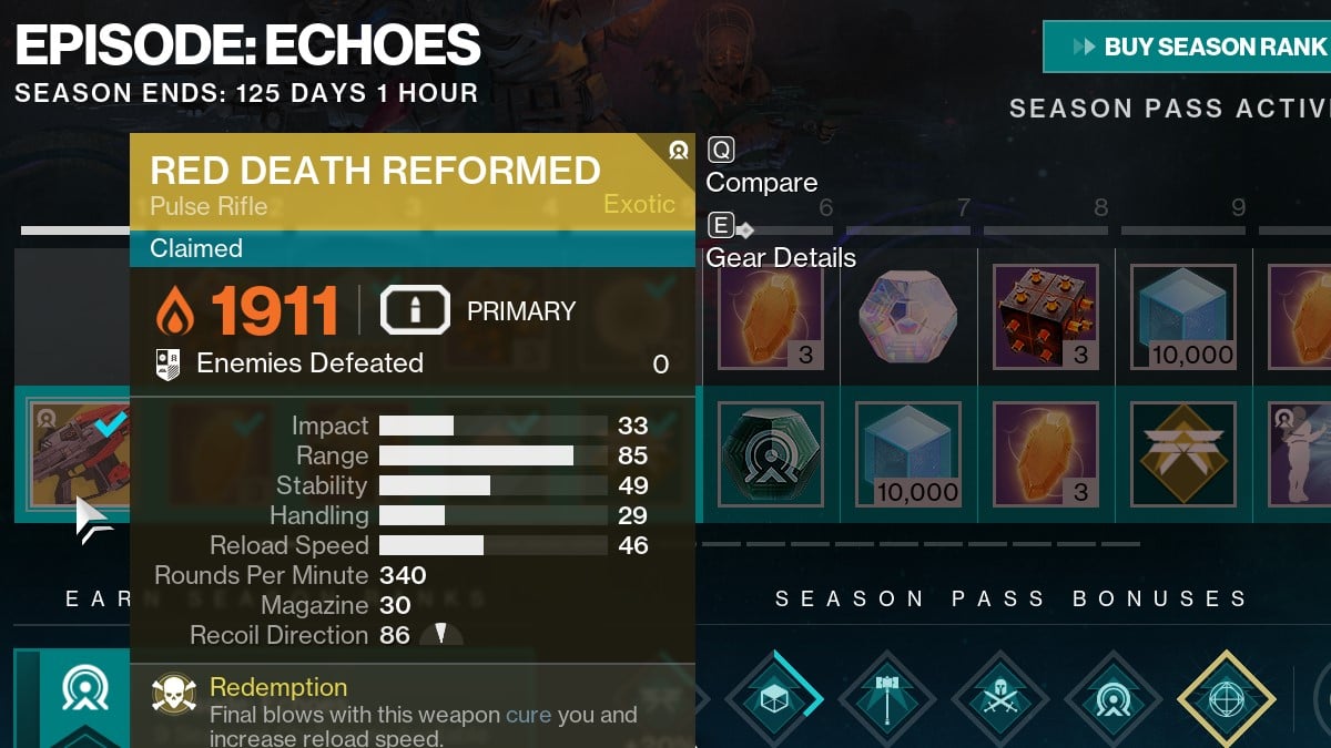 Destiny 2 Red Death Reformed Season Pass Unlock