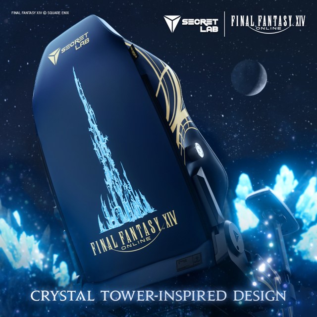 The special edition FFXIV gamer chair with the Crystal Tower