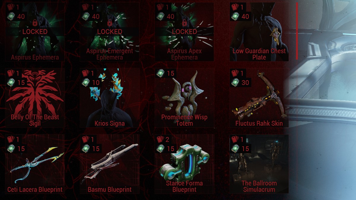 Warframe Volatile Motes Shop