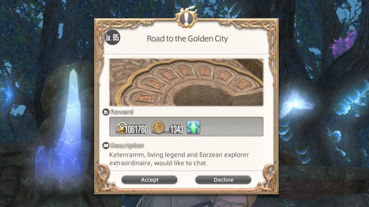 A quest which rewards an Aether Current in Final Fantasy XIV