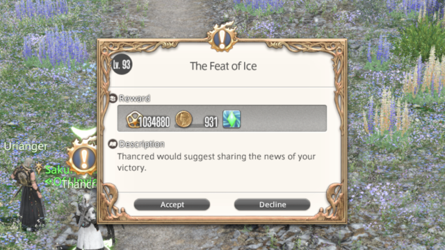Quest rewarding an Aether Current in Final Fantasy XIV