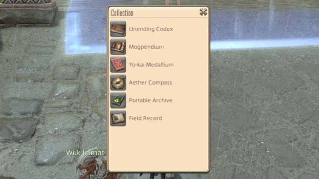 The Aethercompass in the Collection menu in Final Fantasy XIV 