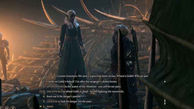 Baldur's Gate 3 Ebonlake conversation with Corsair Greymon