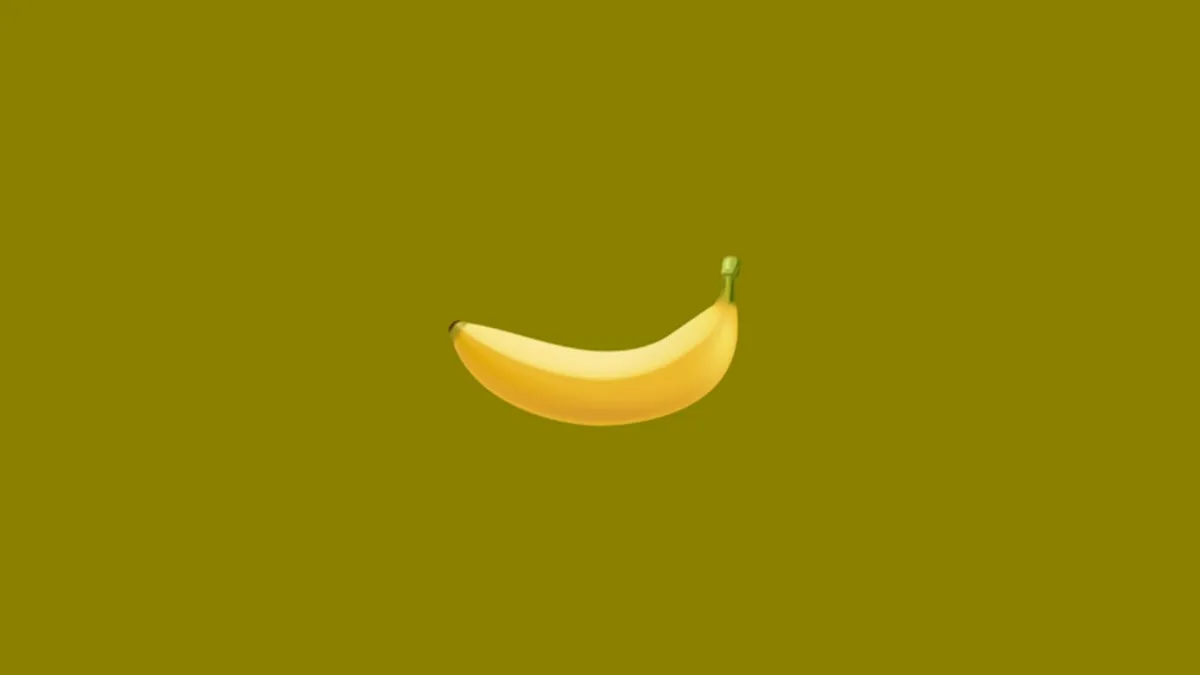 An image of a banana in the middle of the screen.
