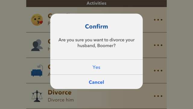 BitLife filing for divorce