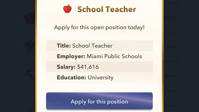 BitLife school teacher job