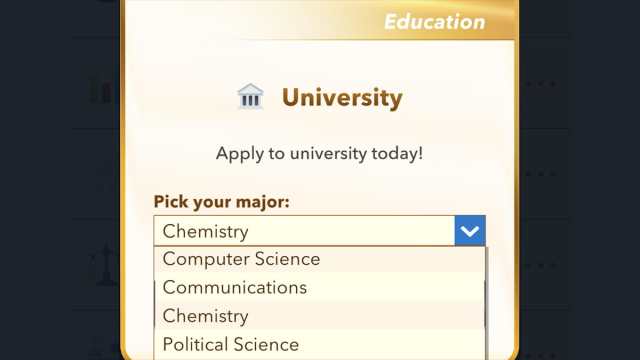 BitLife chemistry degree in university