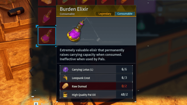 Burden Elixir in Palworld