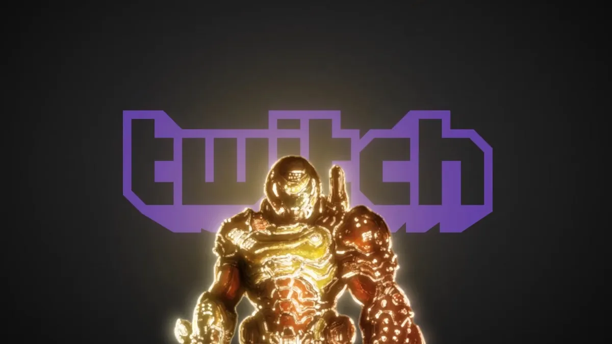 The Twitch logo with the Doom Slayer in front of it.