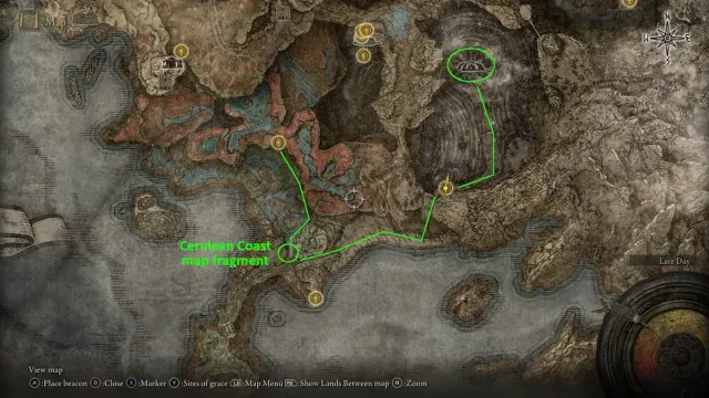 elden ring cerulean coast route to first ruins map