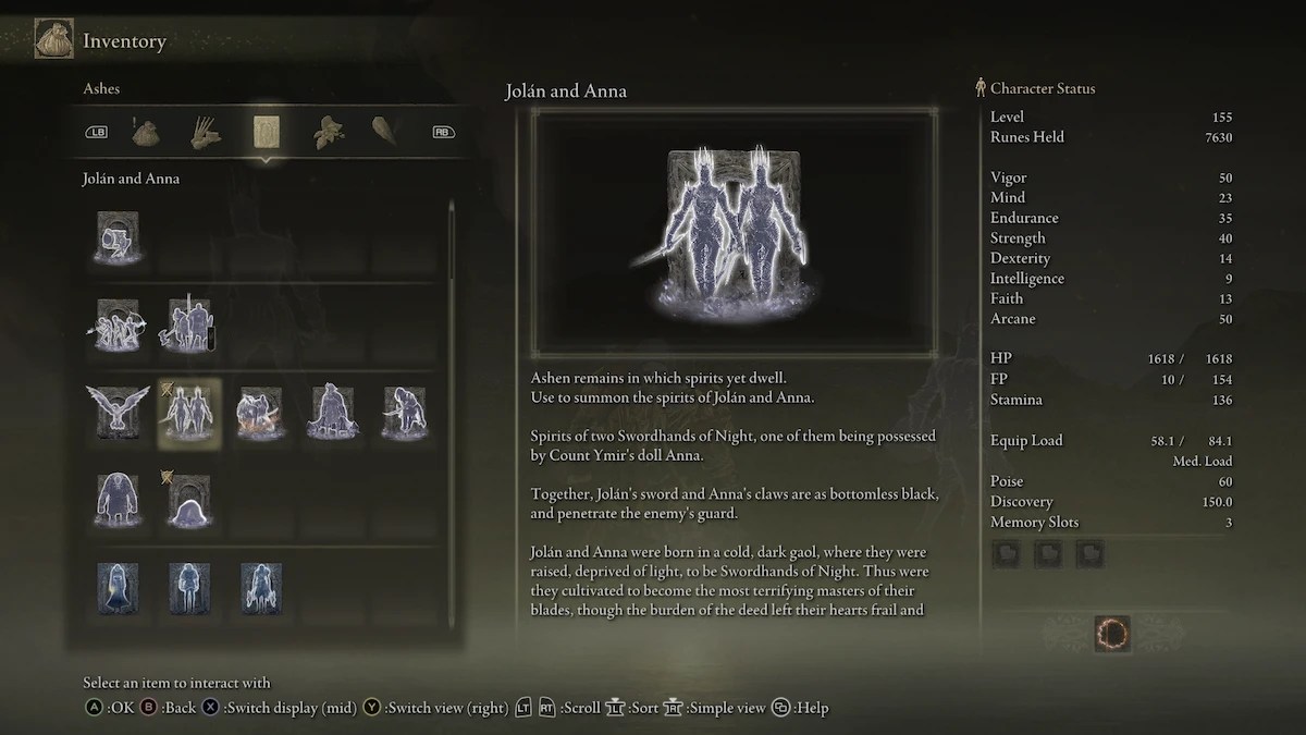 How To Get The Jolan And Anna Spirit Ash In Elden Ring   Elden Ring Jolan And Anna Equipment Screen.webp